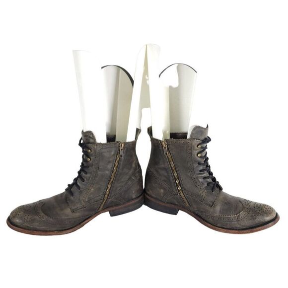 Freebird By Steven Men's BROOM Bradford US9 Brown Leather Distress Combat Boots - Picture 5 of 12